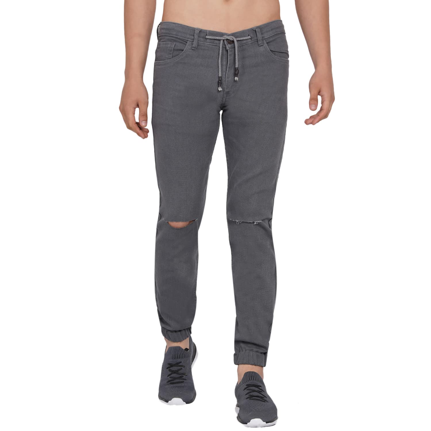 DAIS Men Skinny Fit Slashed Knee Stretchable Cotton Jogger (DRJ06A_B_C)