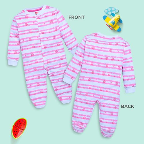 Image of LuvLap Baby Boys and Girls 100% Cotton Full Sleeve Romper /Bodysuit Pack of 3