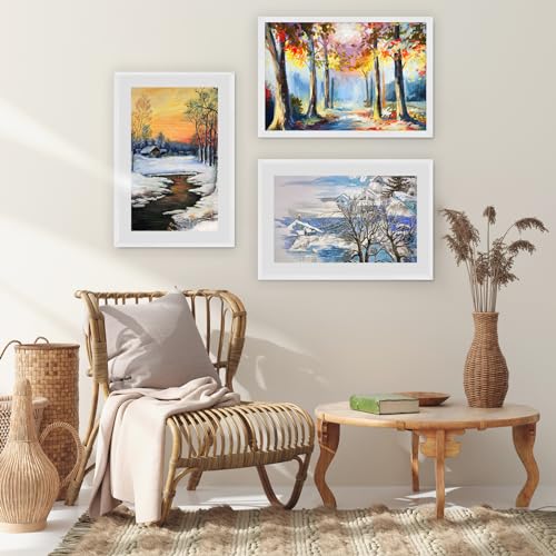 puthiac 11x14 White Oak Wood Picture Frame - Minimalist 11x14 Frame Wood for Wall Art Decor, 11"x14" Natural Solid Wood Poster Frames for Wall Art Photo and Prints (3 Pack, White)