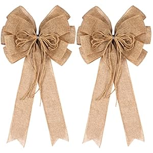 2 Pack Large Burlap Jute Hemp Rope Bows for Wreaths,Rustic Farmhouse Crafts Bow Wrapping Tree Topper Wedding Holiday Birthday Party Wall Home Boho Front Door Decorations 2 Pack Large Burlap Jute Hemp Rope Bows for WreathsRustic Farmhouse Crafts Bow Wrapping Tree Topper Wedding Holiday Birthday Party Wall Home Boho Front Door Decorations