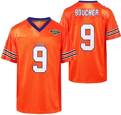 Bobby Boucher #9 The Waterboy Adam Sandler Movie Mud Dogs Bourbon Bowl Football Jersey Orange