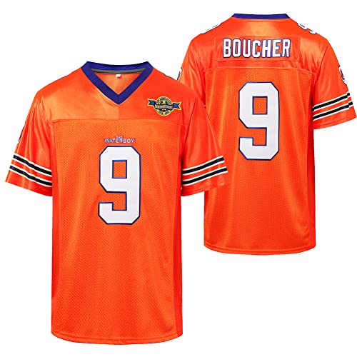 Oldtimetown Men's Bobby Boucher #9 The Waterboy Adam Sandler Movie Mud Dogs Bourbon Bowl Football Jersey, Bourbon, Large #TOP6
