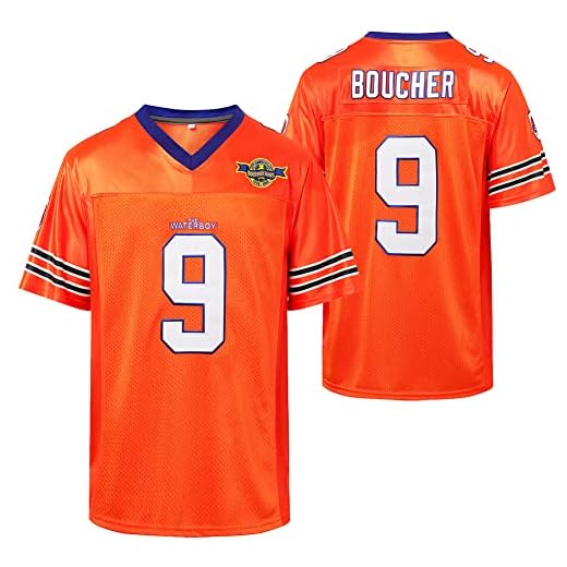 Bobby Boucher #9 The Waterboy Adam Sandler Movie Mud Dogs Bourbon Bowl Football Jersey Orange