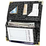YeeCASE Server Book with Zipper Pocket, High Volume, Expandable Server Book, Money Pocket and Fold, Restaurant Waitstaff Organizer Fit Server Apron with High Volume Pocket (Leopard-Black)