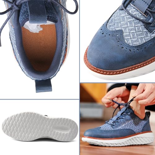 Men's Oxford Ridge Leather Sneakers, Wide Toe Dress Shoes for Men, Business Casual Dress Sneakers Comfort Breathable Lightweight Durability2