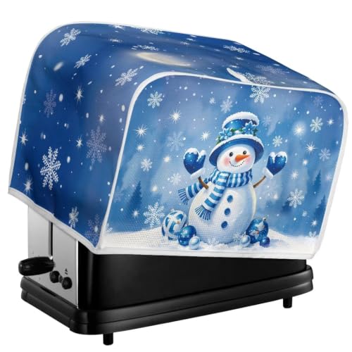 Image of Blue Snowman 4 Slice Toaster Cover Christmas Decor