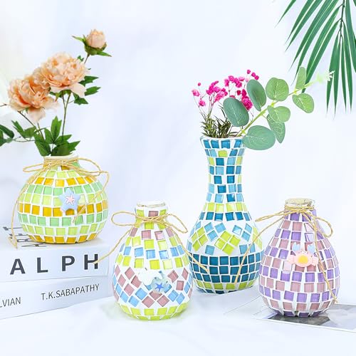 500g Bunte Kristall Mosaik Fliesen, 1 x 1cm Quadratische Mosaiksteine, Glasmosaik Bastelset, Mini Mosaik Fliesen für DIY Kunsthandwerk, Heim Deko, Fotorahmen, Blumentöpfe (Farbmischung)