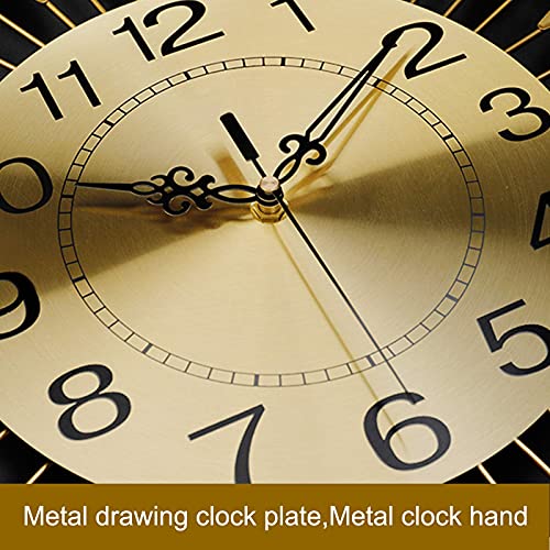 Image of Large Peacock Wall Clock 36.6 inch Metal Design Non-Ticking Silent Art Digital Wall Clocks for Living Room Decor (Yellow&Green)