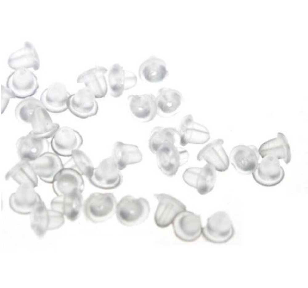20 Poussoirs Pour Clous D'oreilles – Translucides, Antiallergiques – Dimensions 10x6 Mm, Trou 0,5 Mm