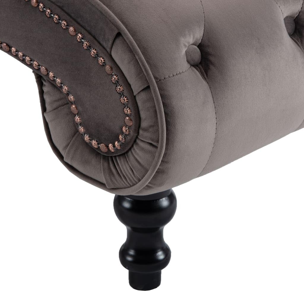 Chaise Longue in velluto grigio con design ergonomico a frange, 145 x 52 x 77 cm, imbottitura, sedia da salotto, camera da letto, zona relax e camera degli ospiti