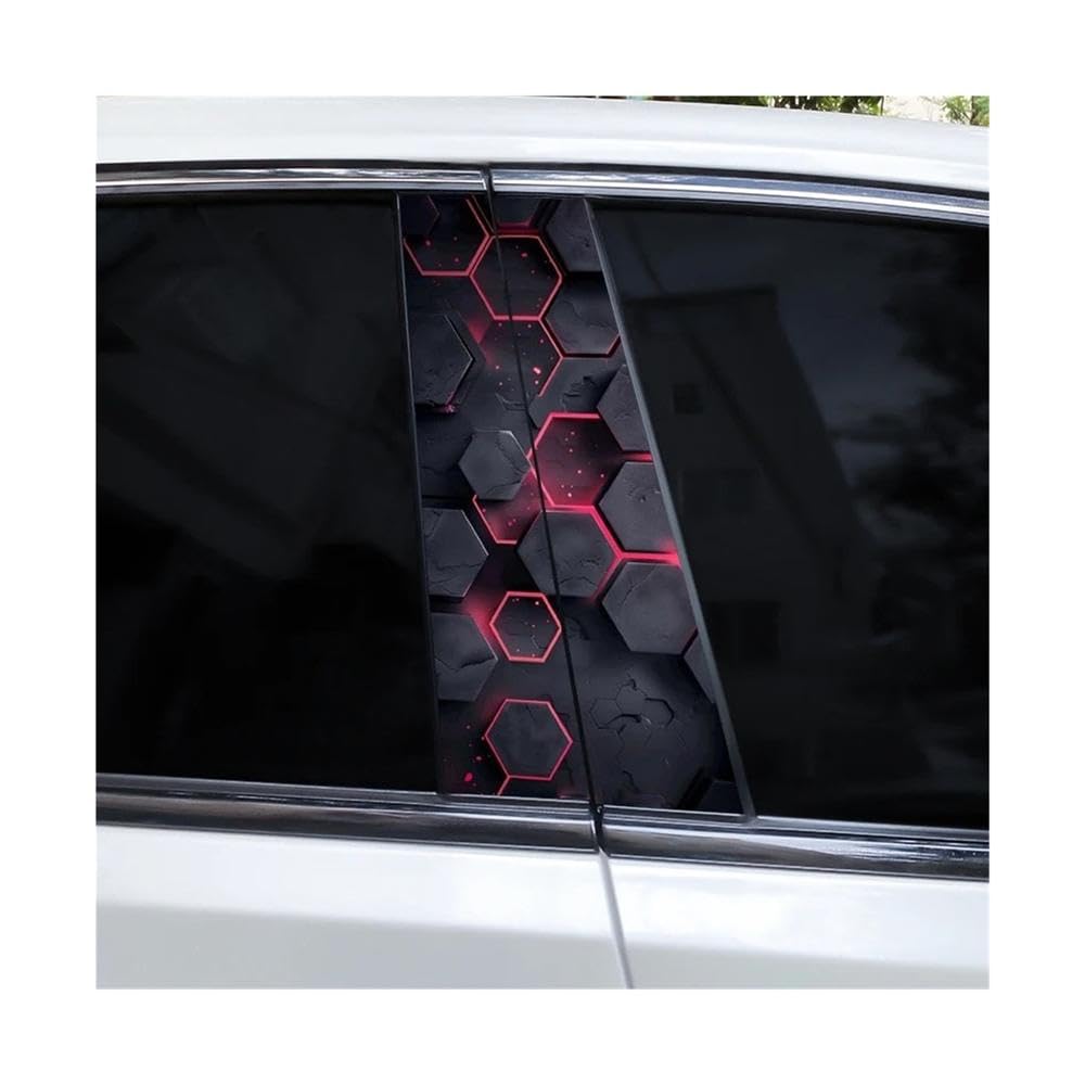 Bertdcx S 2Pc Honeycomb Waterproof Vinyl Car Ticker Diy Car Door Pillar Decorative Ticker Auto Parts(S)