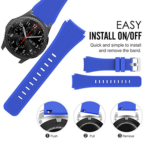 Moko Band Compatible With Samsung Galaxy Watch 3 45Mm/Gear S3 Frontier/Classic/Galaxy Watch 46Mm/Huawei Watch Gt2 Pro/Gt 46Mm/Gt2 46Mm/Ticwatch Pro 3, Silicone Strap Fit 22Mm Band, Royal Blue #TOP7
