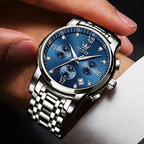 Image of OLEVS Men Multifunction Watch, Multi Dial Waterproof Luminous Chronograph Men's Watch with Date Gift for Men,Stainless Steel Watches for Men,Classic Men Wrist Watch