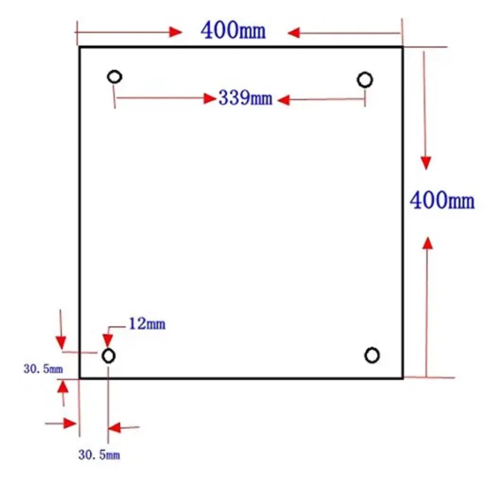 Silikonowa poduszka grzewcza silikonowa poduszka grzewcza 400 x 400 mm do tacy do drukarki 3D z otworami na śruby i uchwytem samoprzylepnym (120 V 1000 w 190 c)