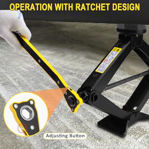 Image of 3-Ton Scissor Jack Kit for Ford Mustang Mach-E 2021-2024 with Rubber Jack Pad, Car Spare Tire Repair Tools for Car Ford, Tire Changing Tools Kit for Ford with L-Wrenches（17 /19 /21 /23mm）