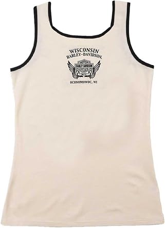 Harley-Davidson Women's Wing B Cotton Blend Sleeveless Tank Top, Off White