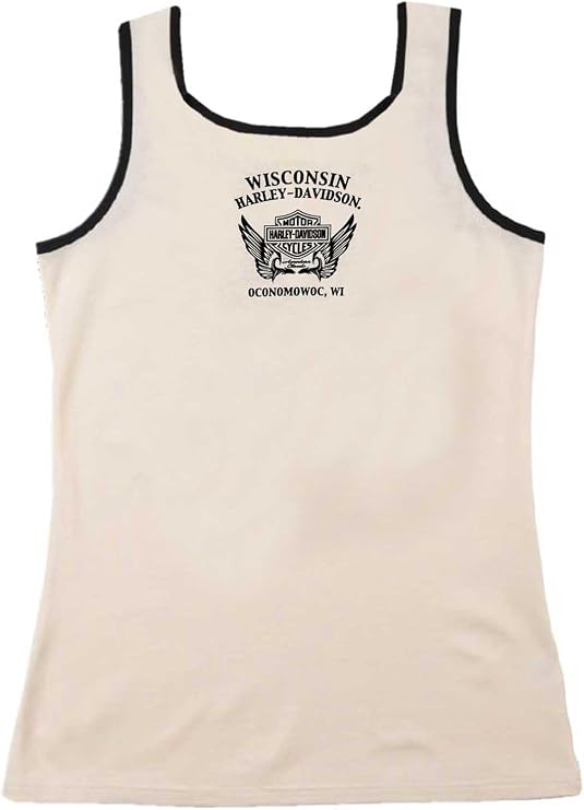 Harley-Davidson Women's Wing B Cotton Blend Sleeveless Tank Top, Off White