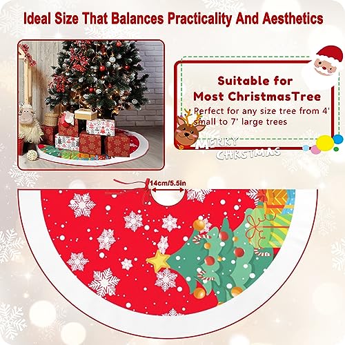 Idaofar 36 Inches Red Christmas Tree Skirt Snowman Xmas Tree Skirt With Santa Claus Red Black Buffalo Plaid Edge Rustic Vintage Christmas Decorations For Holiday Party thumb #1