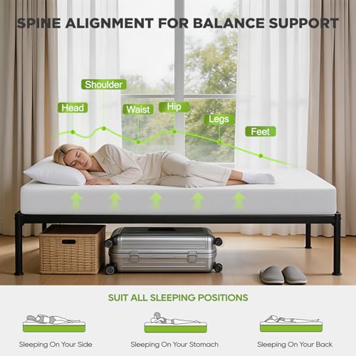 Image of FDW 8 Inch Twin Mattress, Base Foam, Medium Firm Support, Breathable & Comfortable, Removable Washable Zipper Cover, Bed-in-a-Box,CertiPUR-US Certified
