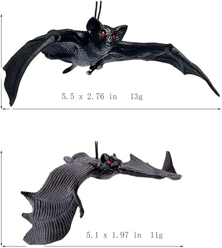 Miniatura 2 de MEIZHUD 6 tamaños diferentes de juguetes de murciélago simulados colgantes de animales de Halloween decoraciones de fiesta de los inocentes