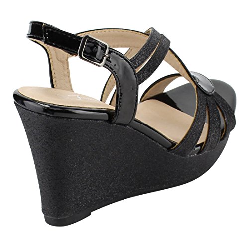 Image of Forever FQ22 Women's Glitter Strappy Wrapped Wedge Heel Platform Sandals