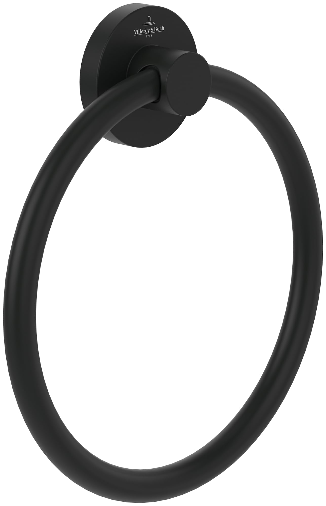 Villeroy & Boch Matt Black Elements - Tender, Bathroom For Wall Installation, Towel Ring Made From Zinc, Round Bathroom, 164 X 32 X 185 Mm,