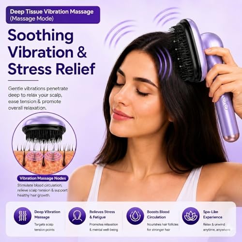 Image of Premium Electric Head Scalp Massager Comb | 3-in-1 Hair Scalp Massager with Oil Applicator | Ideal for Hair Growth, Dandruff Control & Hair Fall Reduction | Boosts Oil /Serum Absorption & Stress Relief | Portable, Lightweight, Easy-to-Use Shiatsu Massager for Men & Women (Multi)