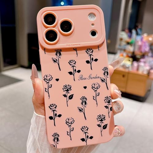 Protection iPhone 17 Pro Max motif floral jardin de roses noires TPU