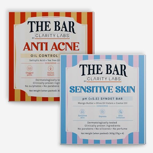 Image of Anti Acne Soap + Sensitive Skin Syndet Bar (Pack of 8) | Sensitive Skin Syndet Bar (Pack of 4) + Anti Acne Soap (Pack of 4)| Clarity Labs