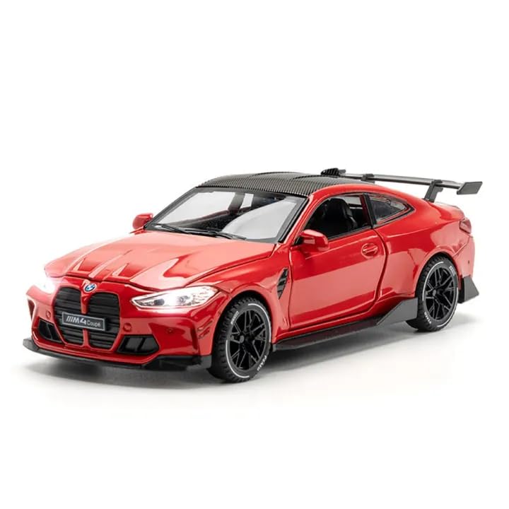 Image of 1:32 Diecast Model Alloy BMW M4 Metal Pull Back Car with Sound Light, Openable Doors, Toy Vehicles for Kids Gift, car for Kids 【Colors as Per Stock】