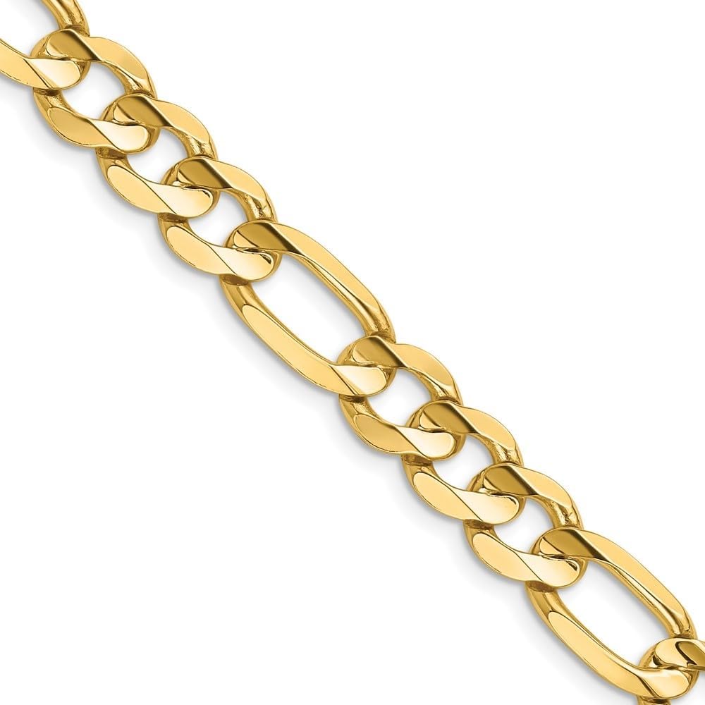 14K Yellow Gold 8.75mm Concave Open Figaro Chain Necklace - Image 4
