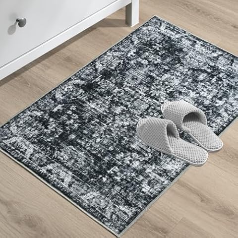 QXKAKA Area Rug, 2x3 Vintage Abstract Entryway Rug, Non-Slip Washable Door Mat Indoor Entrance Rug, Foldable Small Accent Throw Rug Floor Carpet for Front Door Bedroom Kitchen Entryway Bathroom Cover
