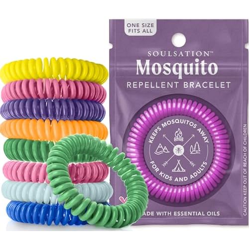 15 Pack Mosquito Repellent Bracelets, DEET-Free for Kids & Adults, Individually Wrapped Bands