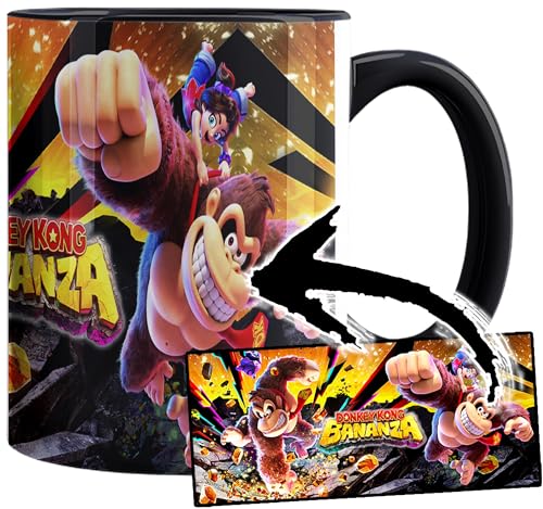 Donkey Kong Bananza Tasse Innen & Henkel Schwarz Keramikbecher Mug