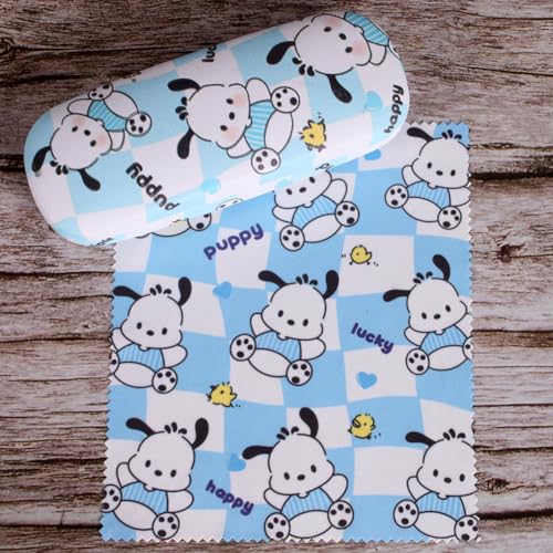 Image of ADBGV Cute Stylish Hard Shell Eyeglasses Cases Protective Case Storage Box With Glasses Cloth Eyeglass Strap for Girl Teen