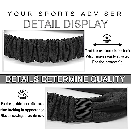 Image of PAROPKAR Elastic Headband Sweatband & Sports Headband for Running Cycling Gym Yoga Basketball - Stretchy Moisture Wicking Unisex Hairband (Black Light & Dark Grey)