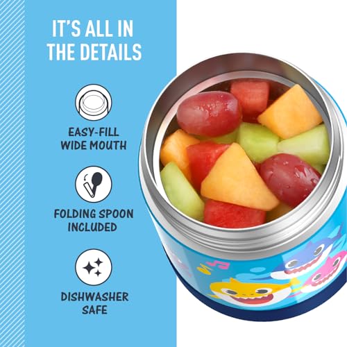 Image of THERMOS FUNTAINER 10 Ounce Stainless Steel Vacuum Insulated Kids Food Jar with Spoon, BABY SHARK