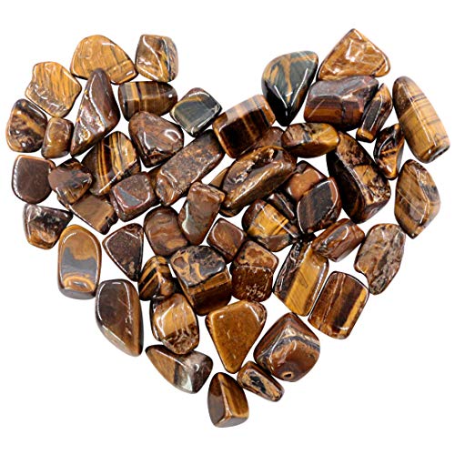 Swpeet 1 Pound Bulk Stones Large Gemstone Chips Crushed Pieces Irregular Shaped Stones Crystal Chips Stone Perfect for Jewelry Making Home (Tiger Eye)