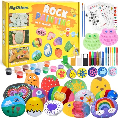 BigOtters 45PCS Rock Painting Kit for Kids, DIY Arts and