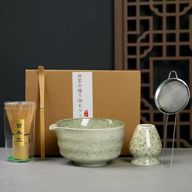 8 Pcs Matcha Whisk Set?Handmade Matcha Ceremony Kit For Japanese Tea Ceremony ?Best Gift for Matcha Lover (green)