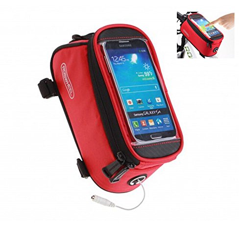 Roswheel Bicycle Bags Bike Bag Bicycle Front Tube Frame Cycling Packages Touch Screen Mobile Phone Bags Professional Bicycle Accessories (red S)