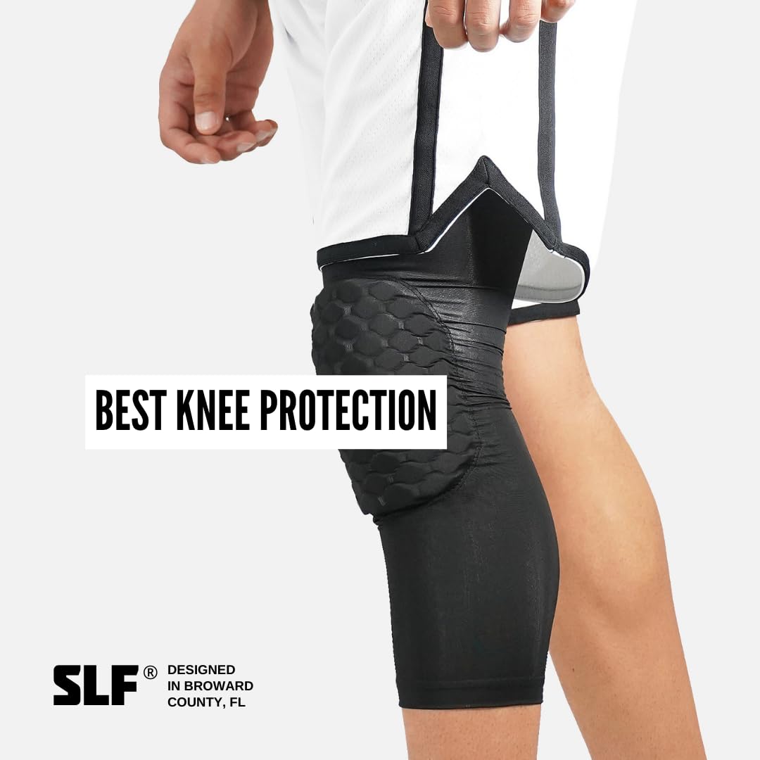 SLEEFS Basic Black Knee Pad - Compression Sleeve - Protection for Running, Volleyball, Basketball, All Sports - UPF 50+
