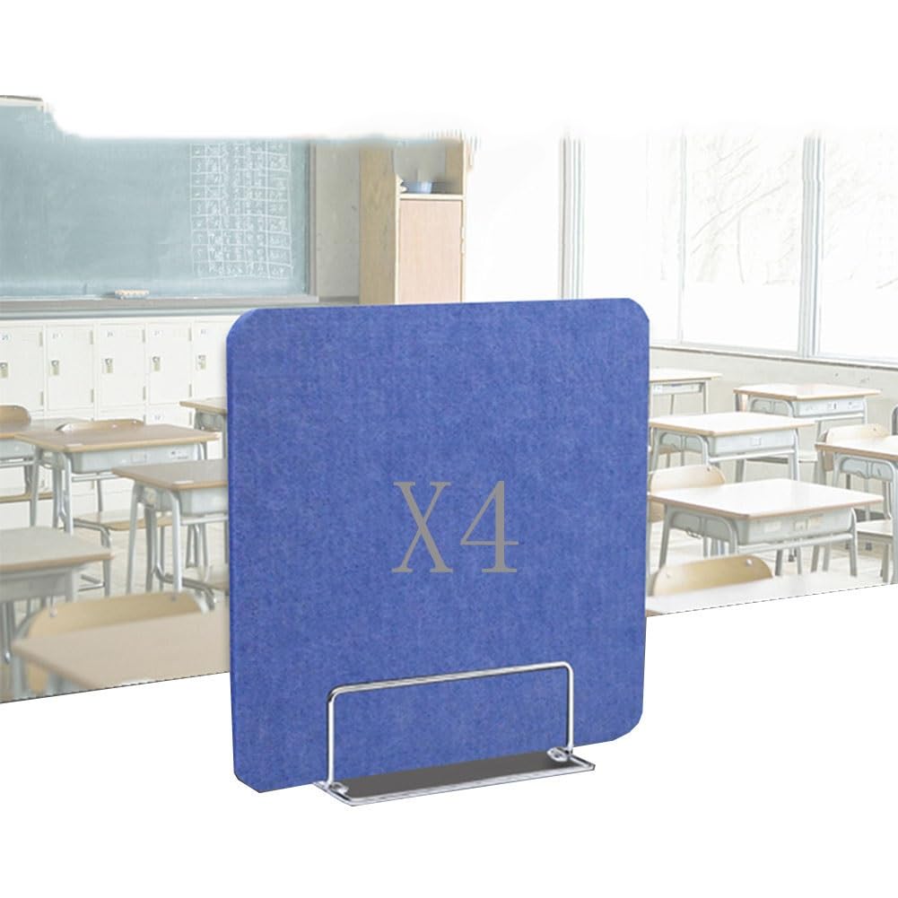 LWJSOCP Desk Privacy Divider, 4 Packs Desk Divider Partition Screens Desktop Privacy Panel Acoustic Freestanding For Office Student, Reducing Noise, Visual Distractions(Blue,40x40cm)