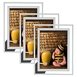 Fixwal 4x6 Picture Frame Set of 3, Glass Photo Frame, Silver Mirror Design, for Tabletop Display or Wall Decoration, for Horizontal or Vertical Placement