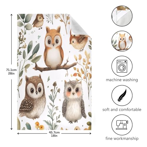 Paños de cocina muy absorbentes y de secado rápido con estampado de búhos 4