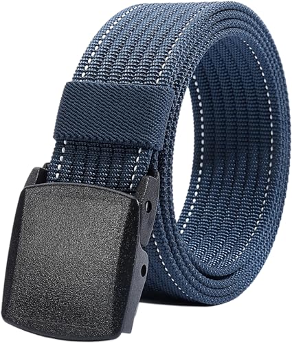 Image of LionVII Men's Nylon Belts - Breathable Webbing Canvas Belt with Plastic Buckle, Adjustable Trim to Fit 28-49 inch Waist