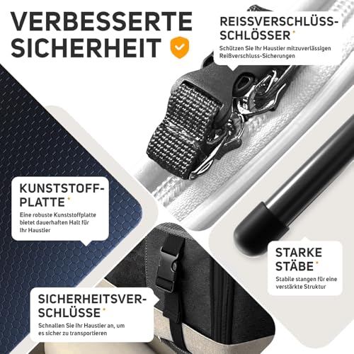 Transportbox Katze Hund Katzentransportbox Hundetasche Kleine Hunde Katzen Transportboxen Hundetragetasche Tragetasche Hund Katzentasche Katzenbox Transportbox Carrier (Schwarz 51 x 36 x 33 cm)
