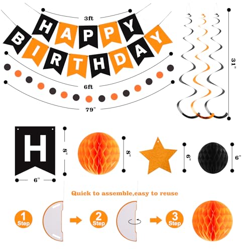 Image of meowtastic Birthday Decorations Happy Birthday Banner with Honeycomb Balls