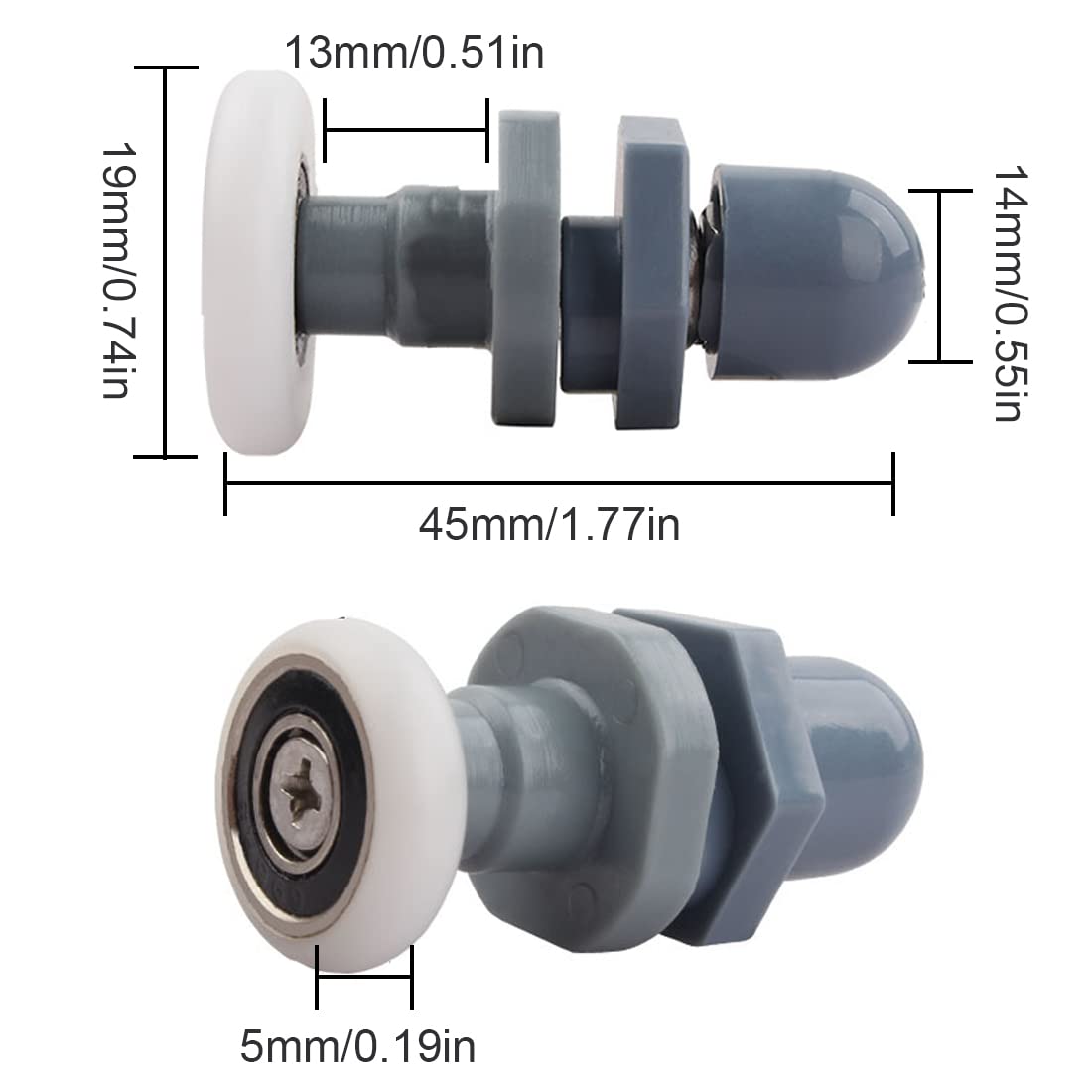 Rotelle Per Porte Doccia - 6 Pezzi Ricambio 19mm Per Scorrimento Fluido - Foto 5