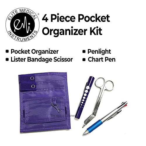 Elite Medical Instruments EMI Nurse PURPLE Pocket Organizer 4 piece KIT
